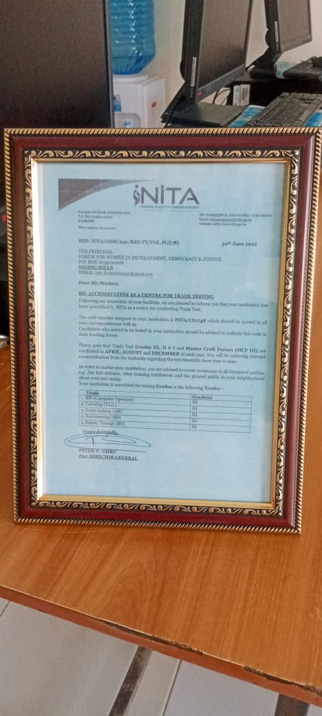 NITA Accreditation Certificate - FODDAJ Skills Training Centre