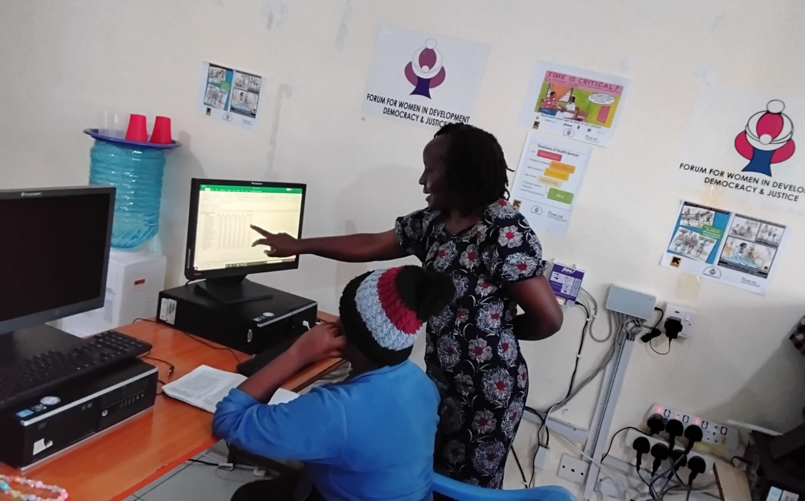 Digital literacy instruction at FODDAJ training centre